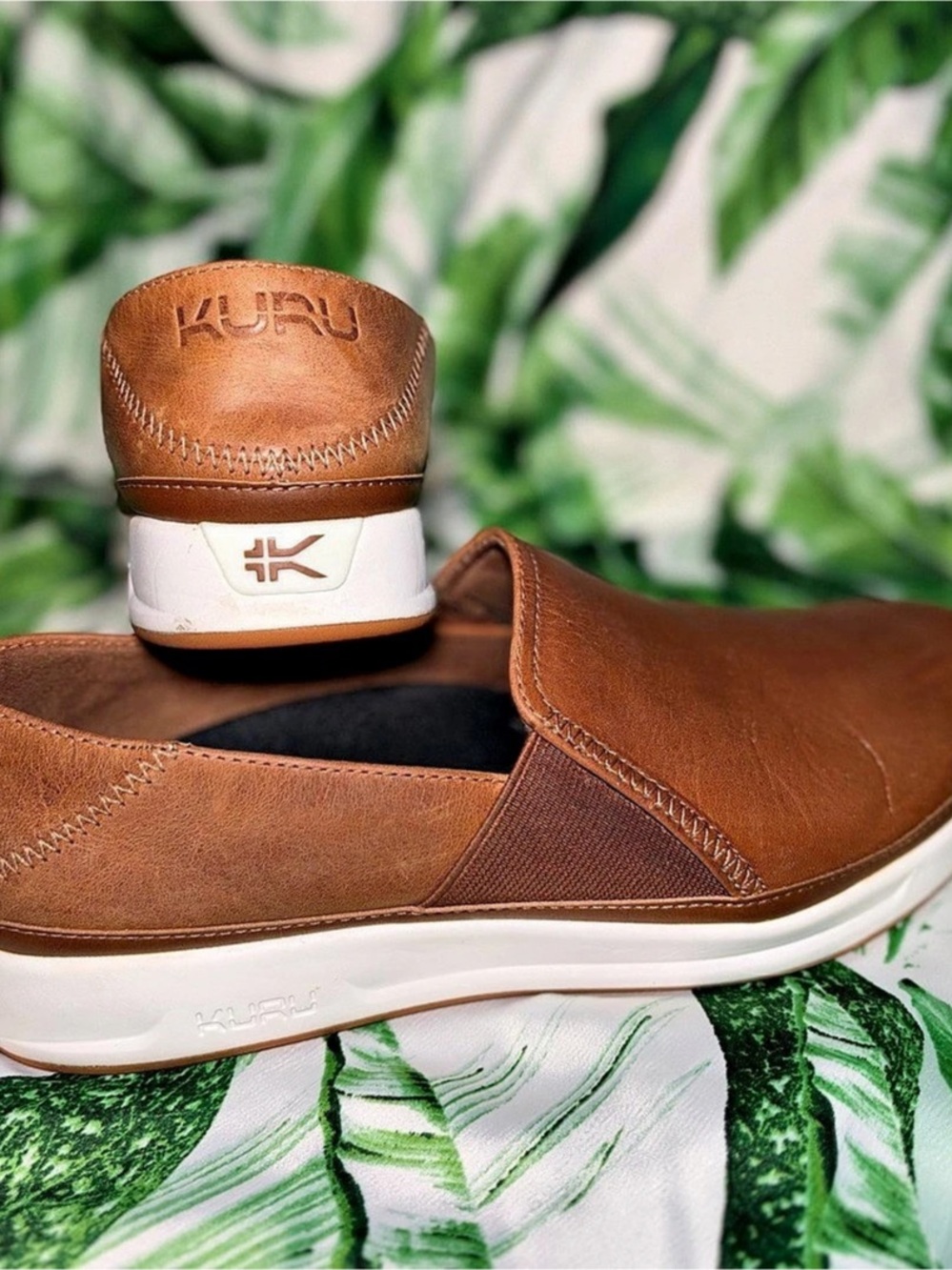 KURU ROAM Atla Slip-On Cognac Brown Leather Wms Sz-9.5 Pre-owned MSRP-$140